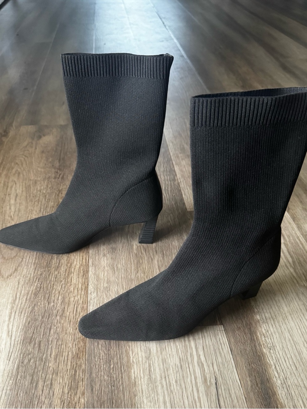 H&M Women's Black Knit Mid-Calf Sock Boots